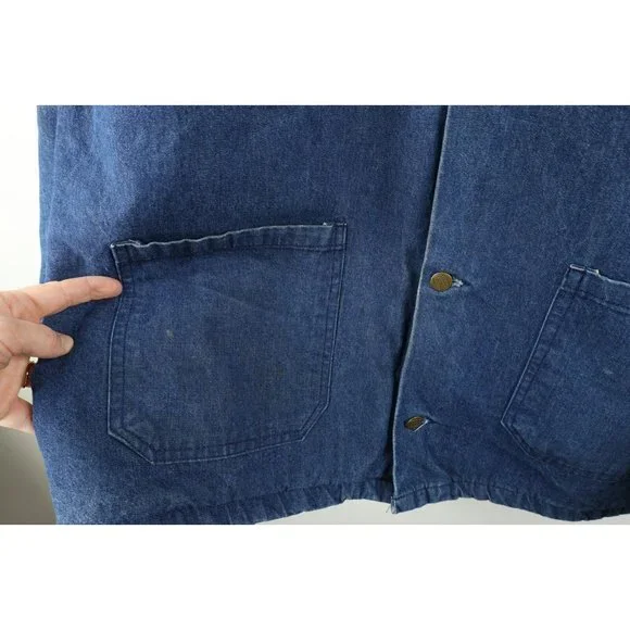 Vtg 60s Adolphe Lafont Mens 46 US Government Blanket Lined Denim Barn Jacket USA